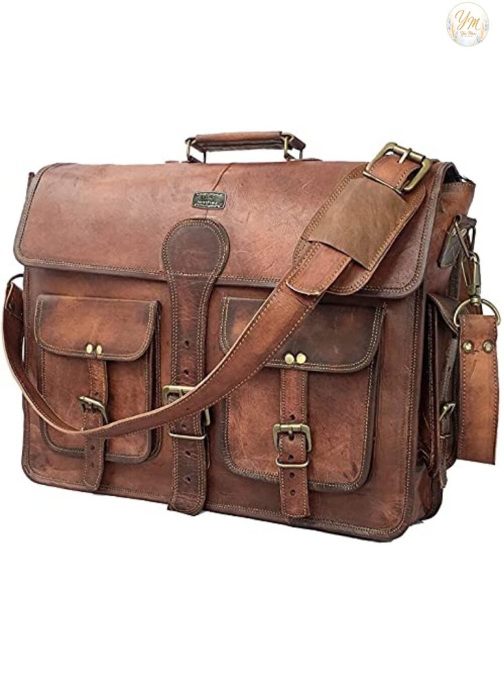 Vintage Handmade Leather Laptop Messenger Bag Briefcase Satchel